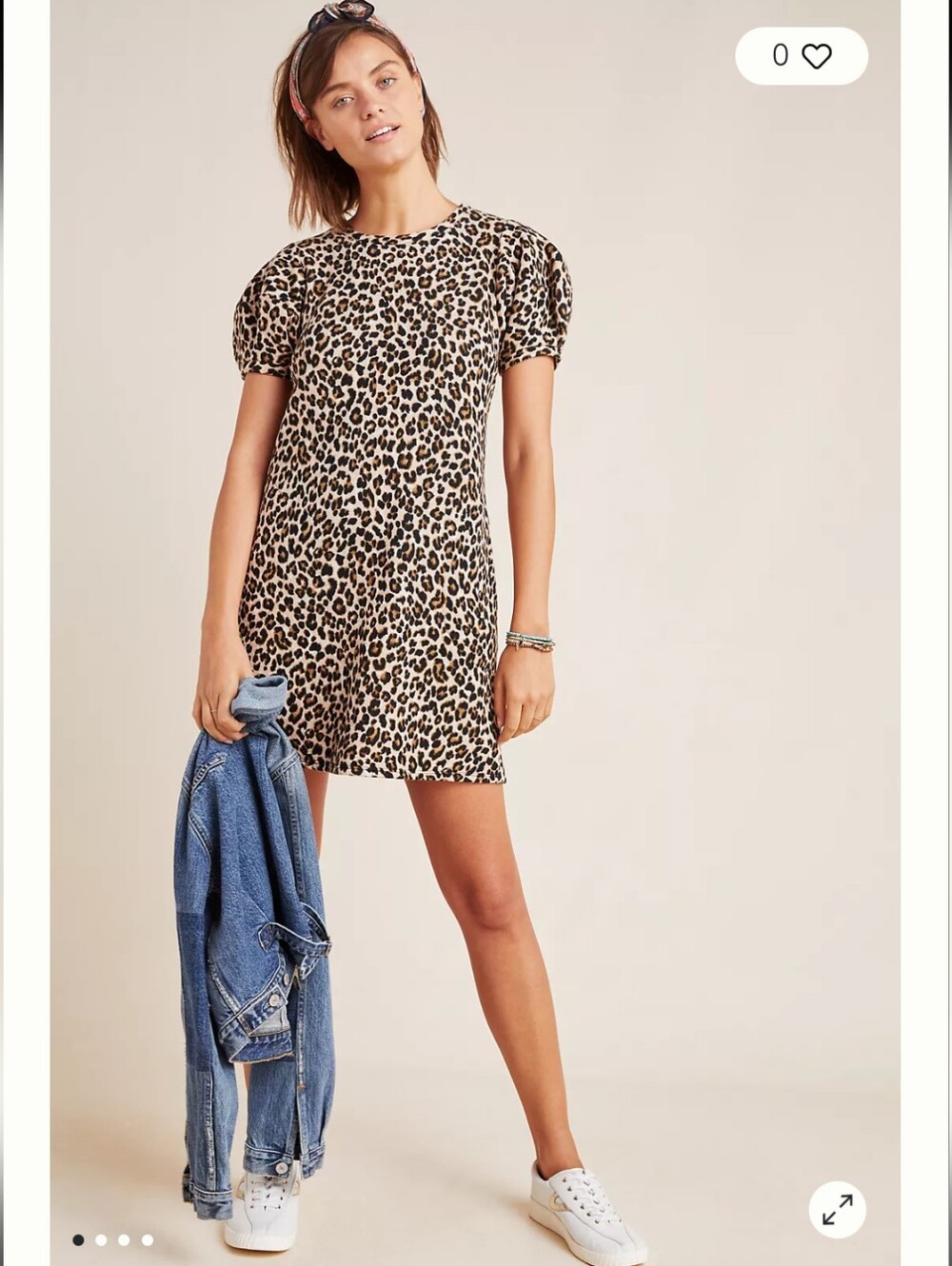Anthropologie Jolene Leopard Puff-Sleeved Mini Dress